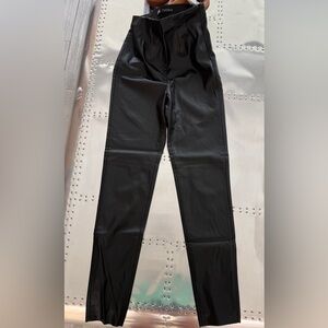 Zara Jet Black Leather-Style Trousers